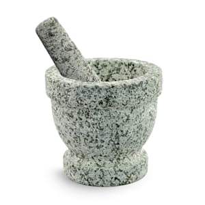 Mortar with pestle 12.1 fluid ounces fluted inside non-slip