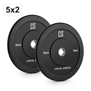 Elongate set Bumper Plate rubberen gewichtsschijven - 10x 5 kg