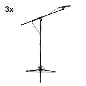 3 x auna KM 03 Microphone Set 4 pcs. Mic Stand Clamp Cable 5m