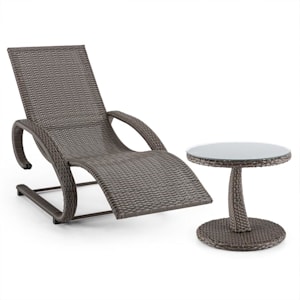Daybreak Chaise longue à bascule + table aspect vannerie - gris taupe