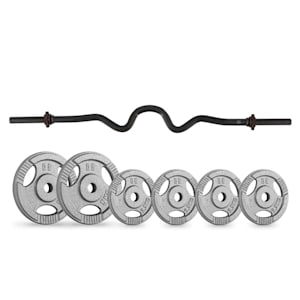 IP3H Juego de discos de pesas de 20 kg con barra para supercurls | 4x 2,5 kg + 2x 5 kg