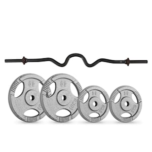 IP3H Juego de discos de pesas de 30 kg con barra para supercurls | 2x 5 kg + 2x 10 kg