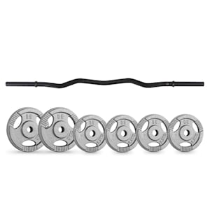 Gewichtschijven-Curlbar-Set 20 kg Curlbar 6 Gewichten Curlbar zwart