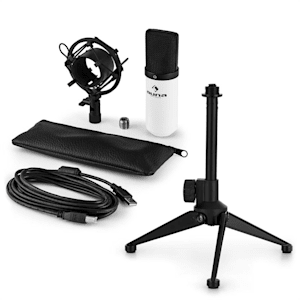 MIC-900WH USB Mikrofonset V1 | weißes Kondensator-Mikrofon | Tischstativ