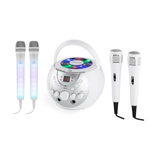 SingSing weiß + Dazzl Mic Set Karaokeanlage Mikrofon LED-Beleuchtung