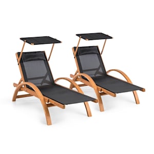 Panamera Garden Lounger Set of 2 ComfortMesh Load Capacity: 150kg Black
