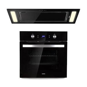 Gusteau Remy Einbau-Set Backofen + Einbau-Haube 2950W 64Ltr 620 m³/h schwarz Edelstahl