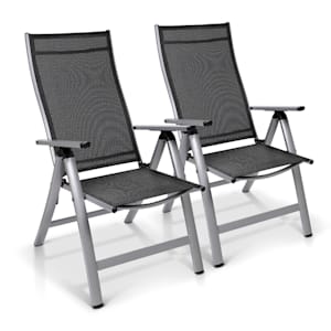 London chaise de jardin ensemble de 2 Textilène Aluminium 6 positions pliante