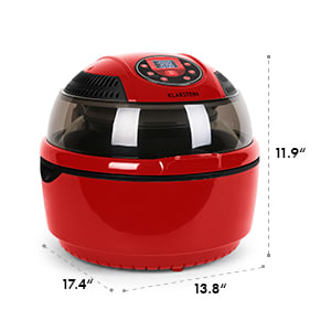 VitAir Hot Air Deep Fryer Red 1400 W Fry Grill Bake 9.5 qt.