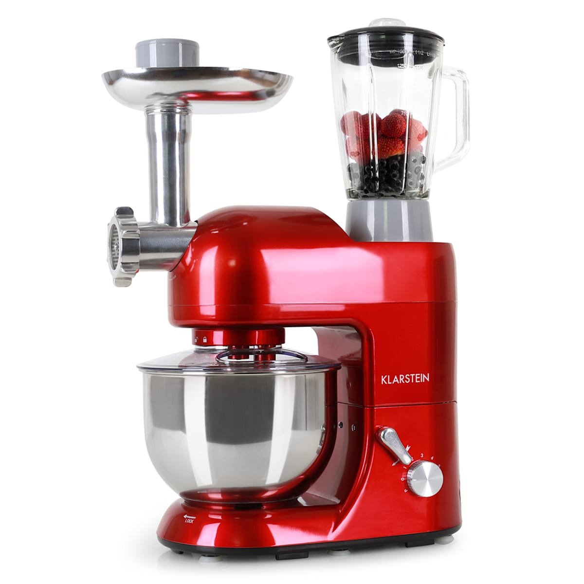 Lucia Robot da cucina Impastatrice, 3 in 1: impastatrice / frullatore /  tritacarne, 2000W / 2,7PS, ciotola in acciaio inossidabile da 5,2l, mixer da 1,5l, 6 livelli