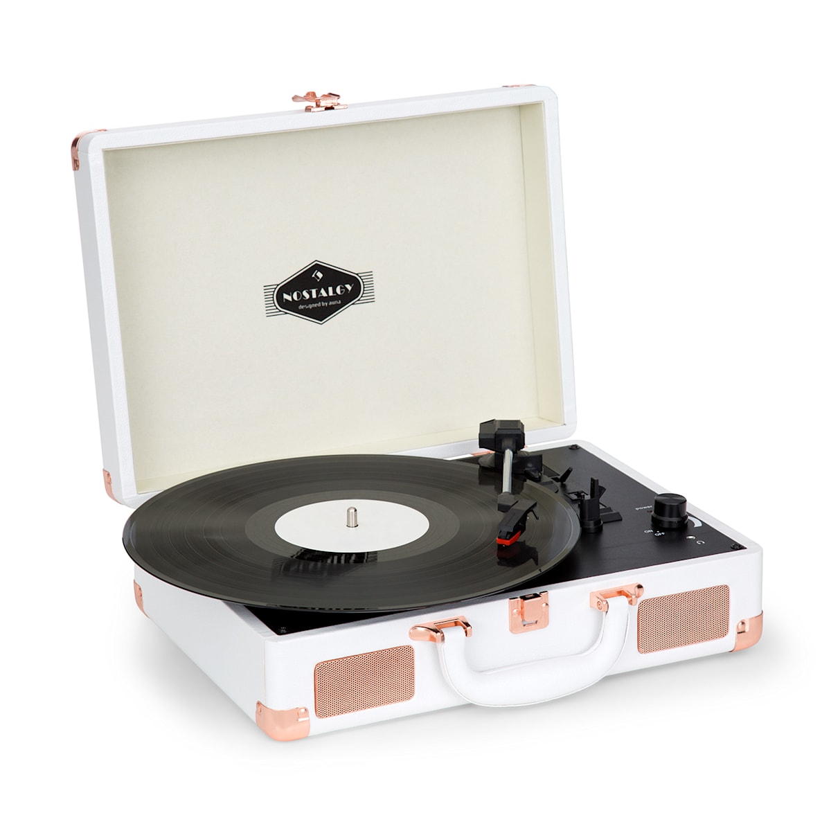 Nostalgy by auna Peggy Sue Retro-Plattenspieler LP USB AUX MDF-Koffer  Kunstled