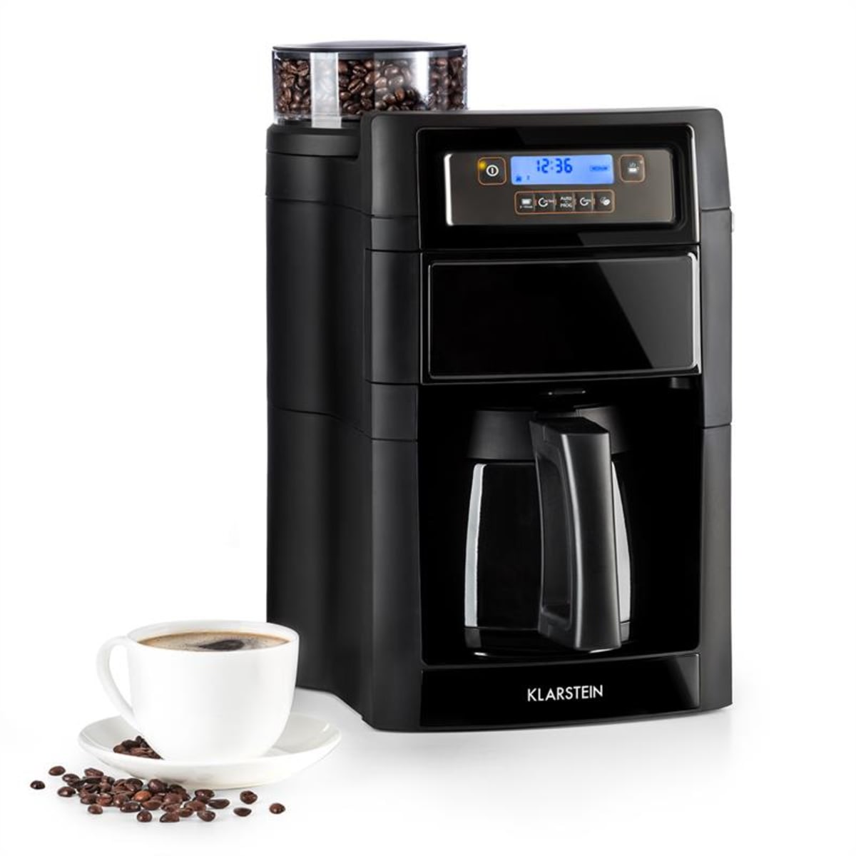 Cafetera con molinillo integrado Yabano, compatible con café molido, jarra  térmica 600ml por 49,99€.