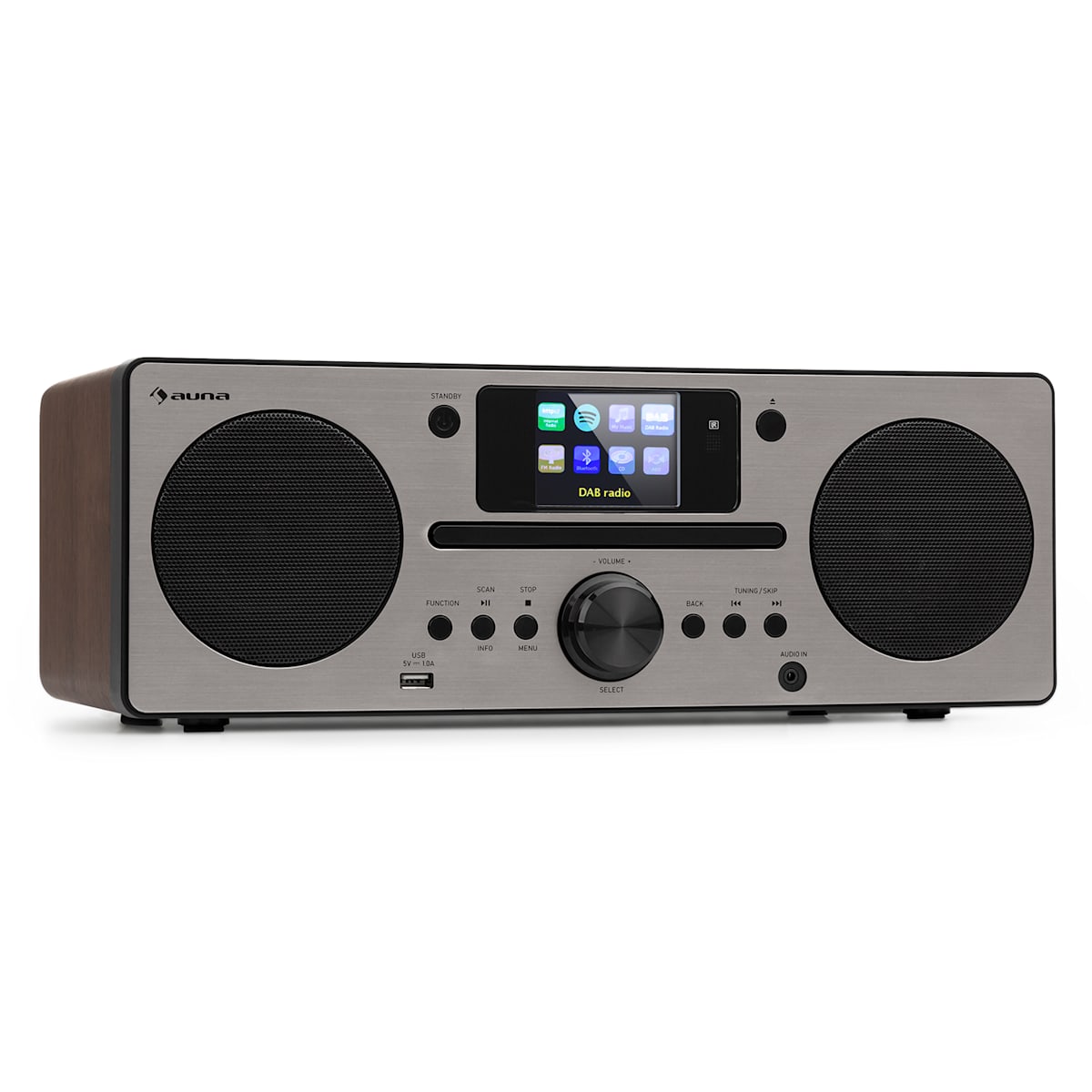 auna Harvard minicadena Internet-/DAB+ y radio FM reproductor de CD  Bluetooth Nogal Nuez