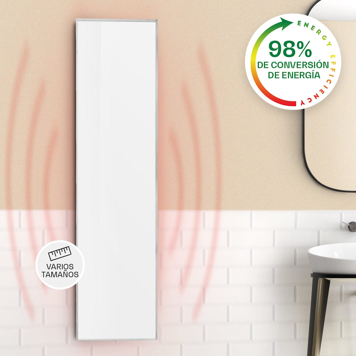 Calefactor de pared - cerámico - 10 - 49 °C -1000/2000 W - mando a  distancia - muy fino