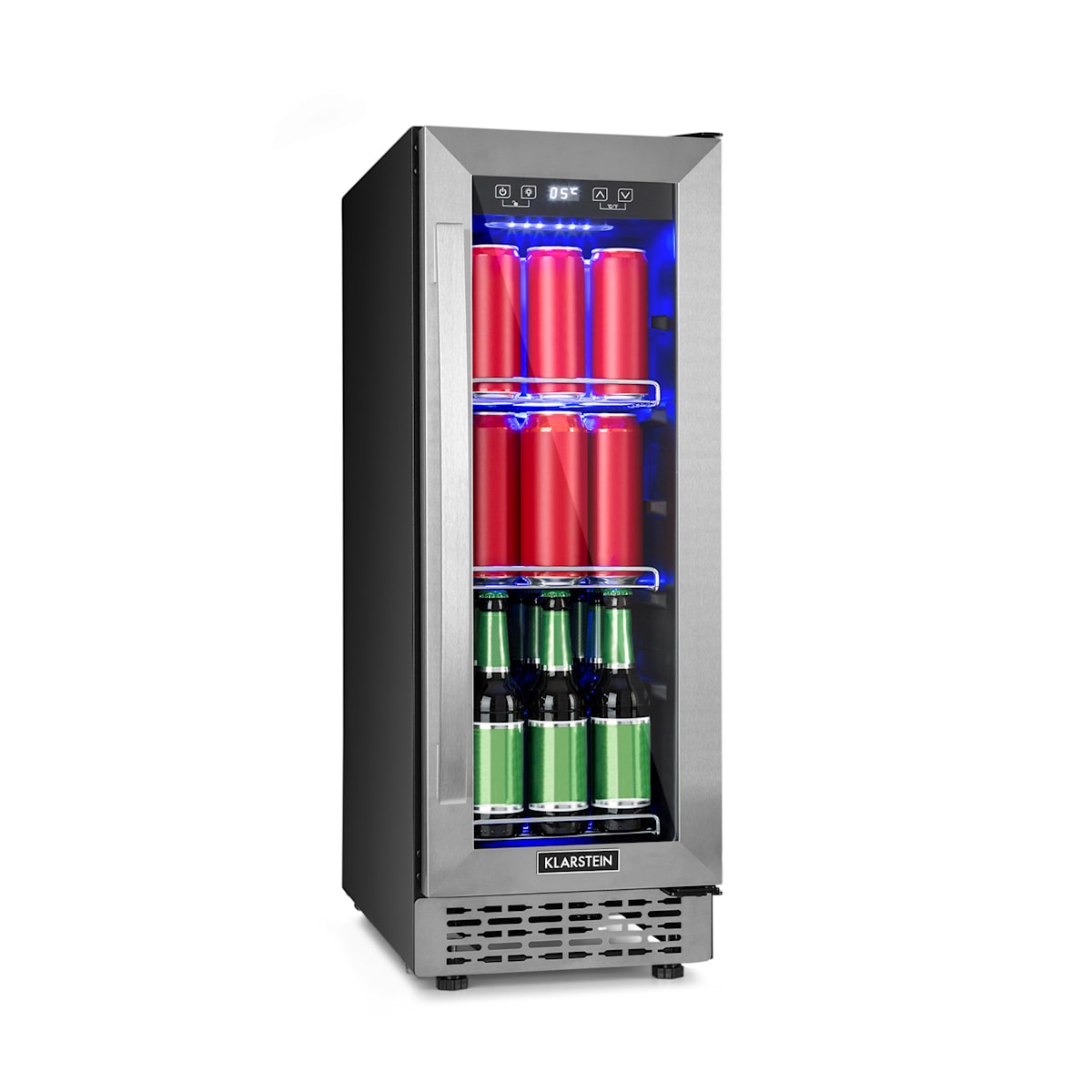 KLARSTEIN Beersafe - Minibar, Mini nevera, Refrigerador de bebidas,  Tranquilo, 42 dB, Acero inoxidable, Puerta de cristal, 5 etapas Controlador  de