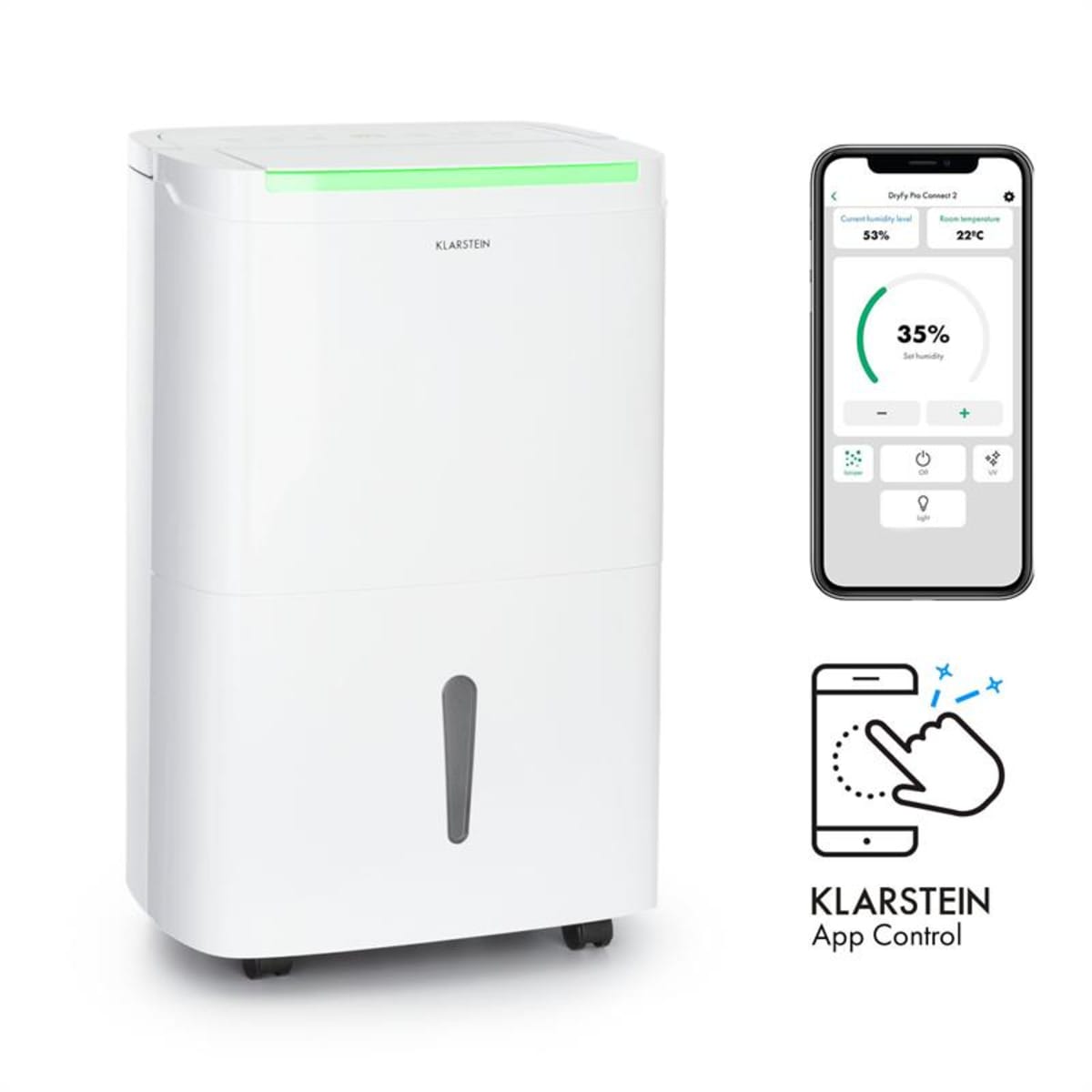 Klarstein DryFy Connect 30 Déshumidificateur d'air compression 30L/24h -  Blanc 30 l /24 h