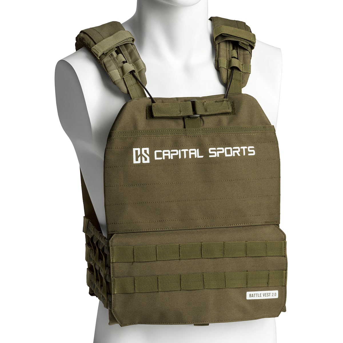 Battlevest 2.0 Veste lestée de poids 13kg (2x 2,5 + 2x 4) - Verte 4 plaques  de poids incluses | Vert Olive