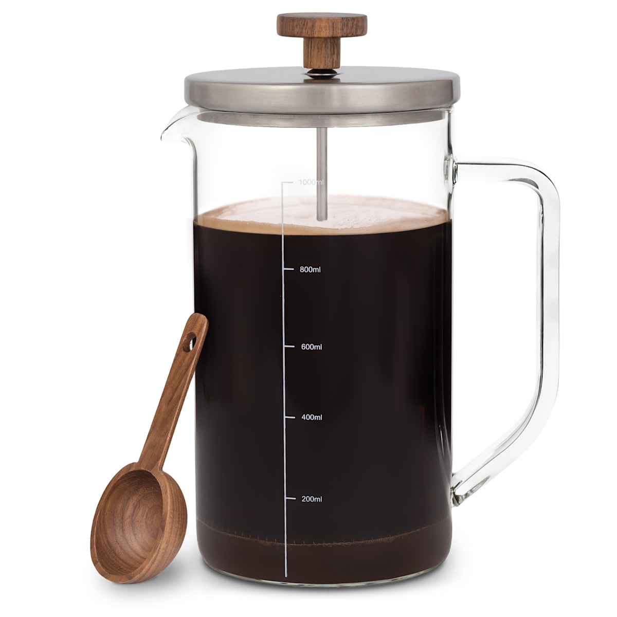 Ristretto cafetière 1 liter edelstaal walnoothout Ltr