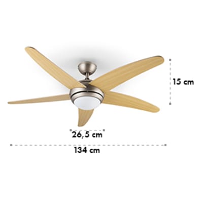 Bolero Ceiling Fan Light 134cm 55w Maple Blades Remote Control
