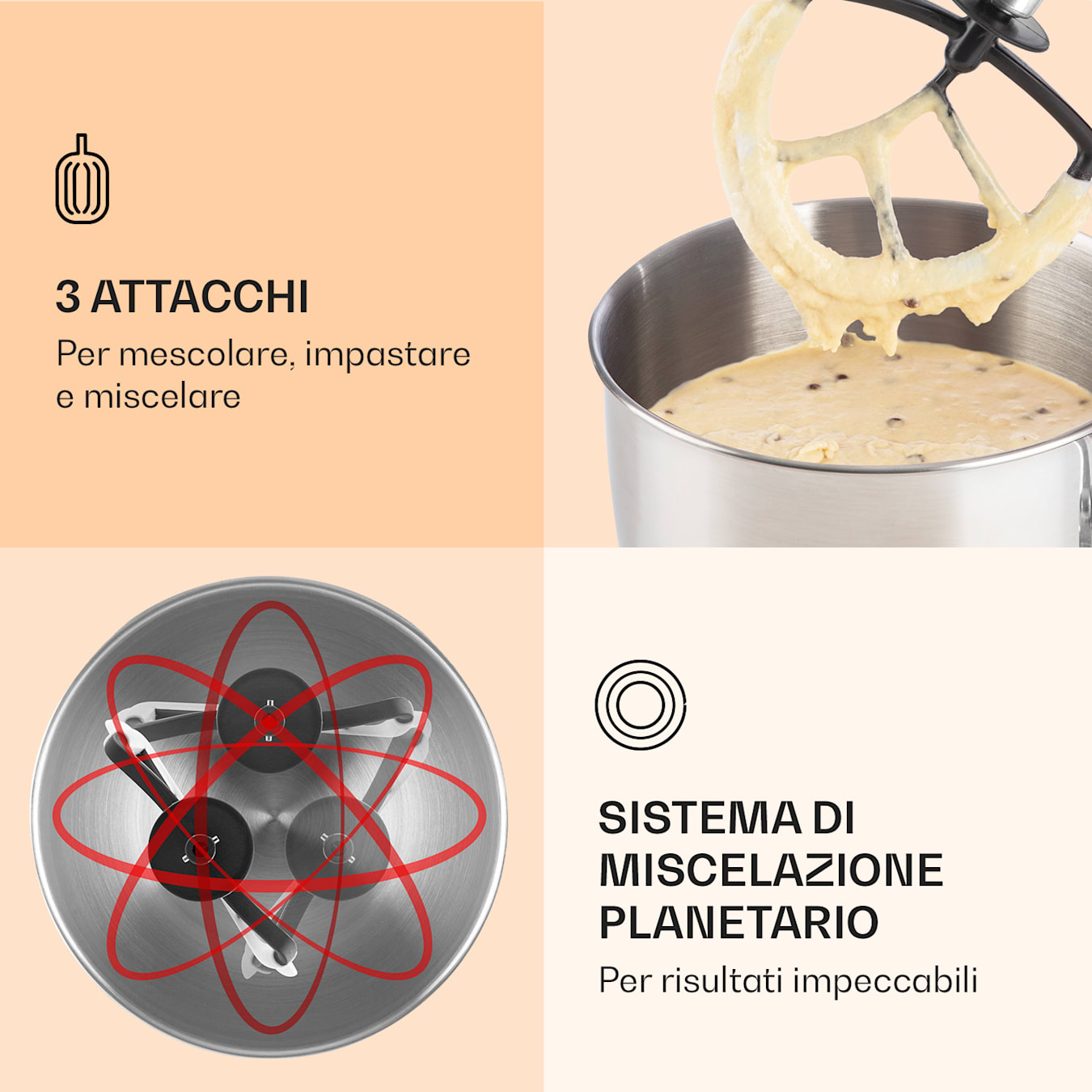 Robot da cucina Bella 2000 W / 2,7 PS 5 litri in acciaio inossidabile senza  BPA