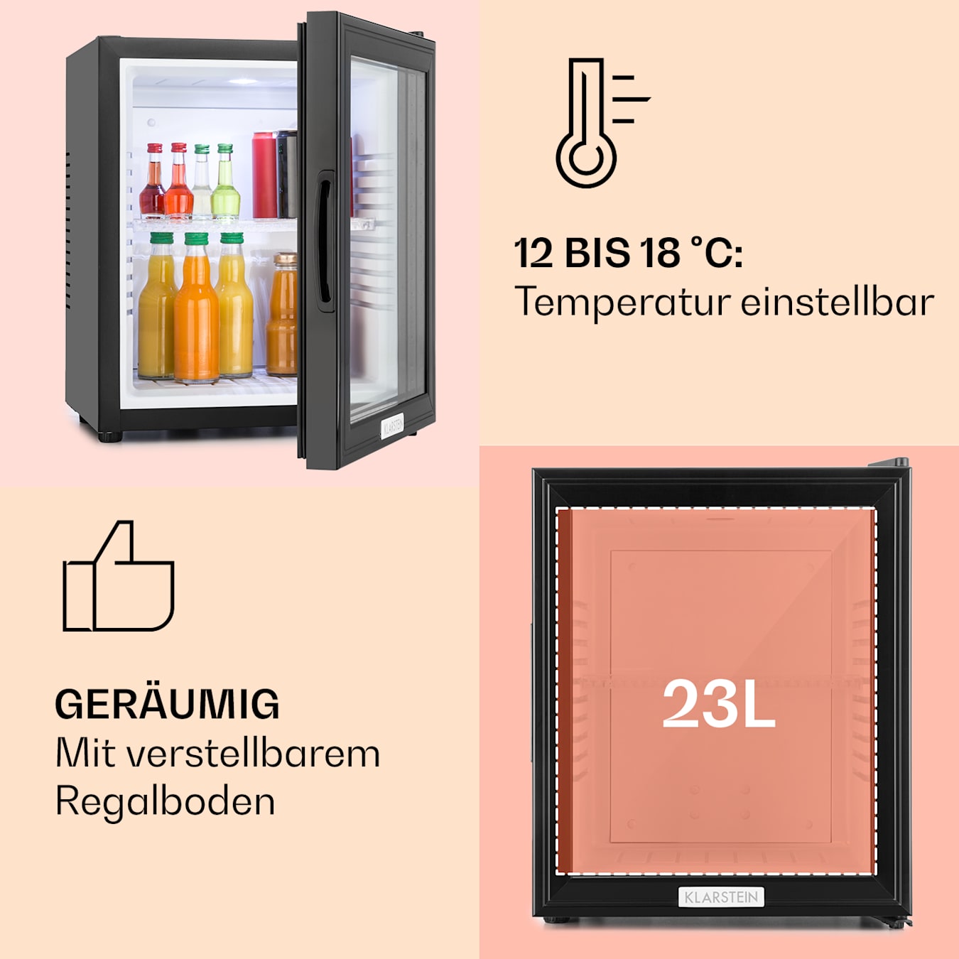 MKS-12 Minibar Mini-Kühlschrank, 24 L, 0 dB