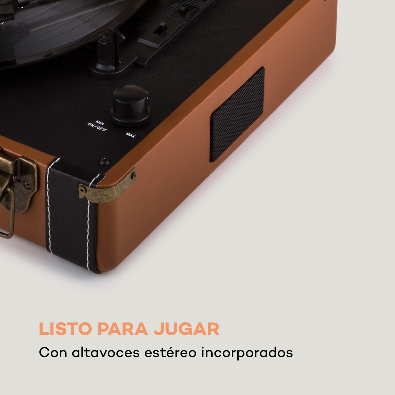 Jerry Lee tocadisco retro giradiscos vintage LP USB marrón claro Tabaco