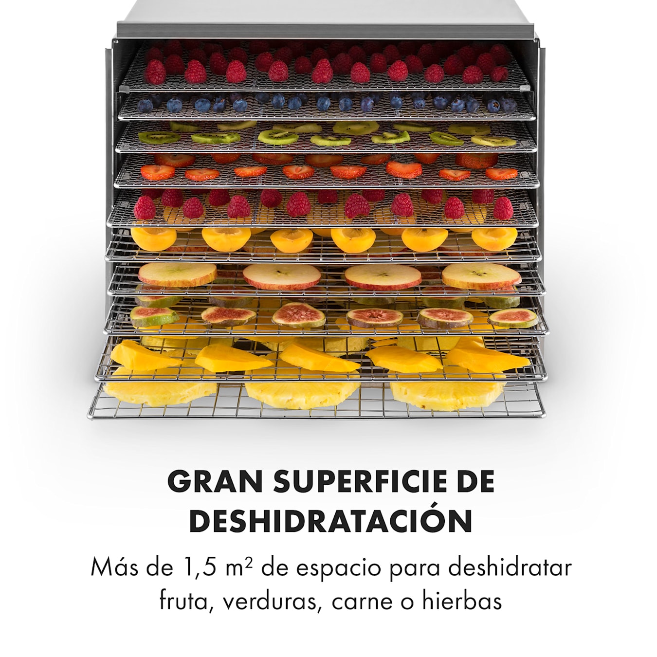 Klarstein Master Jerky 16 Deshidratador + Set de brochetas de carne 1500W  Acero inoxidable Plateado