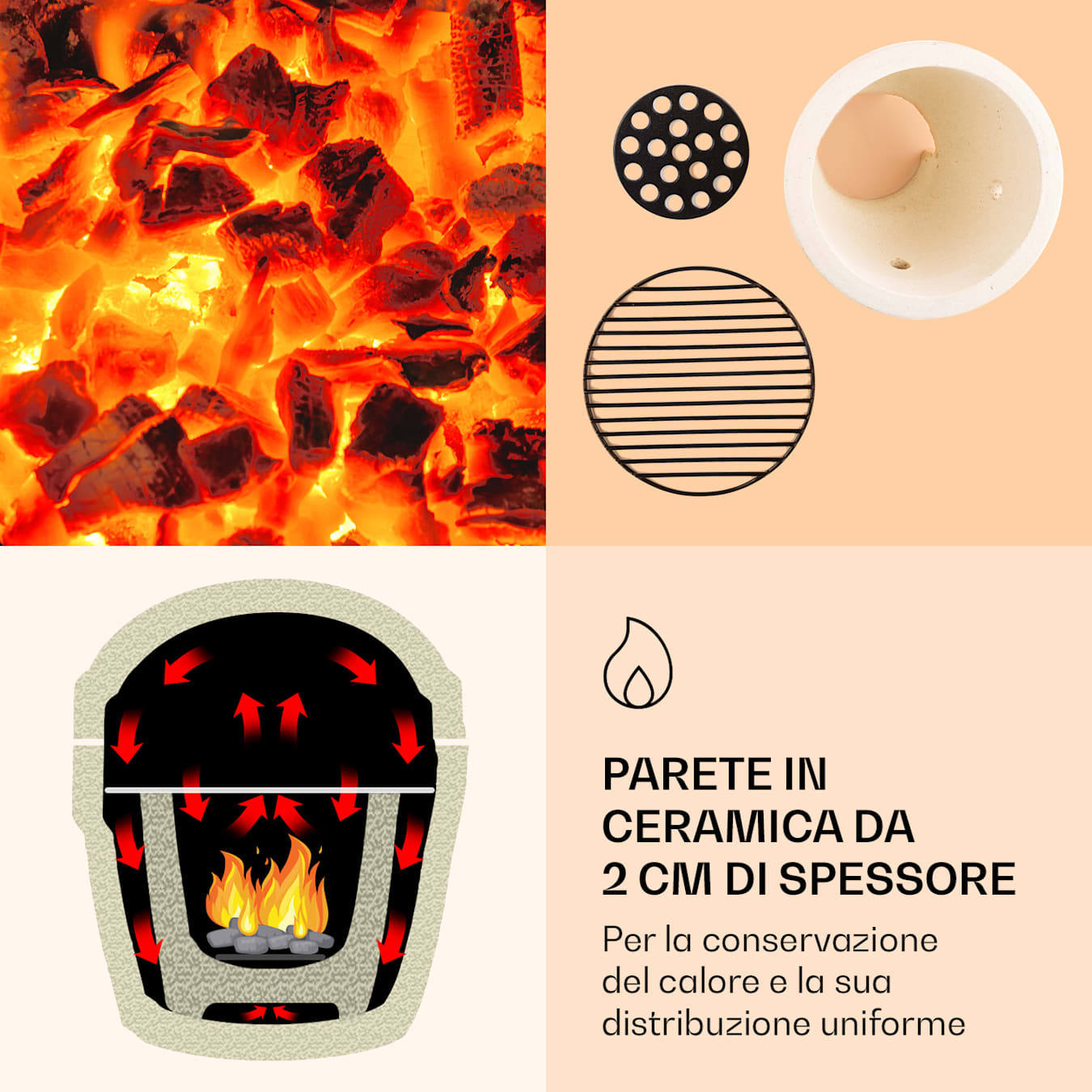 BBQ KAMADO - Barbecue affumicatore in ceramica