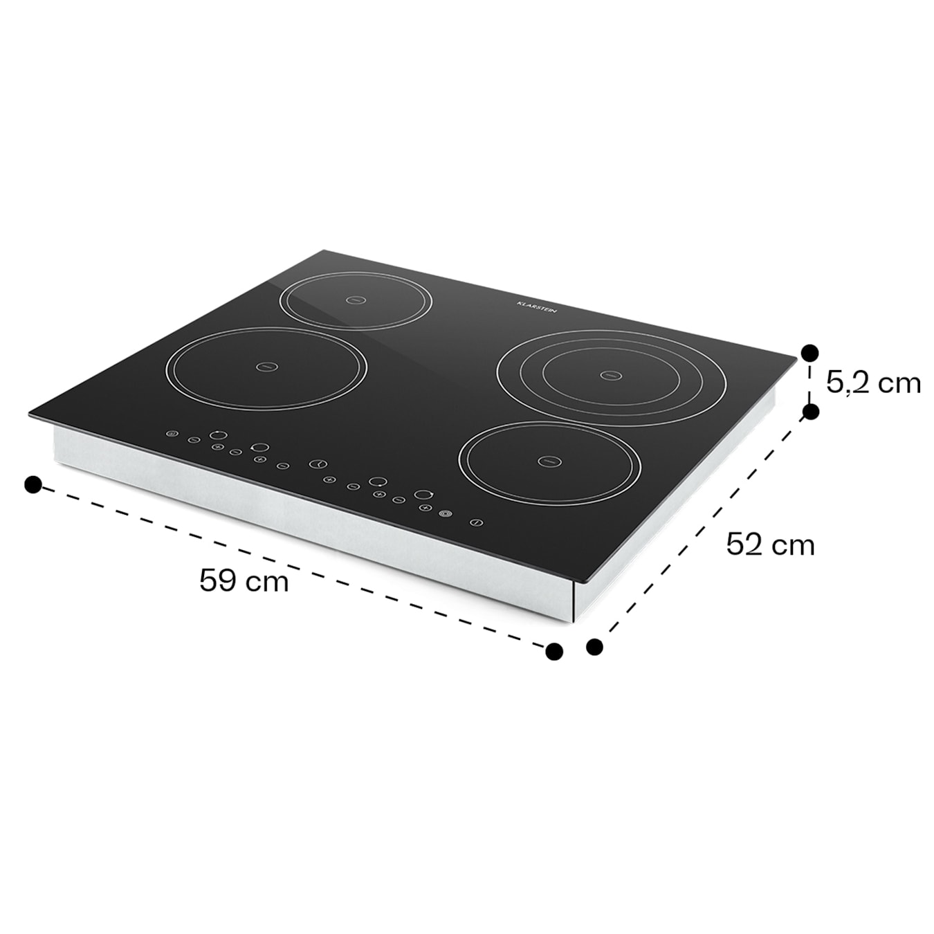 Virtuosa Plaque de cuisson en céramique 6500W 59x52cm 4 zones