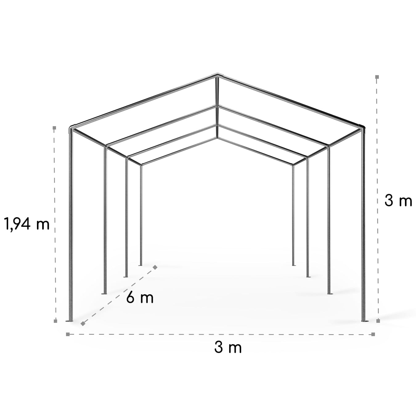 Sommerfest 3x6m 500 g/m² Chapiteau tente PVC étanche galvanisé 3x6 m /  galvanisé / blanc