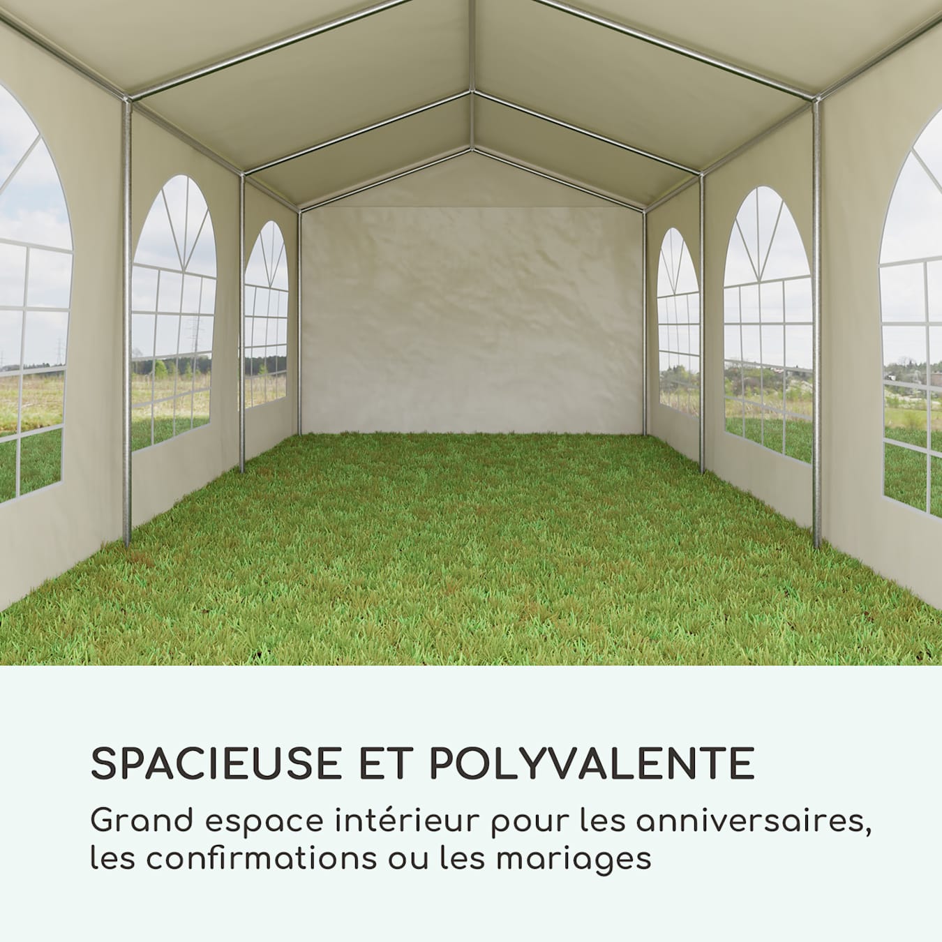 Tonnelle 3x3 m Pavillon de Jardin 4 côtés bâche de Toit env. 220 g