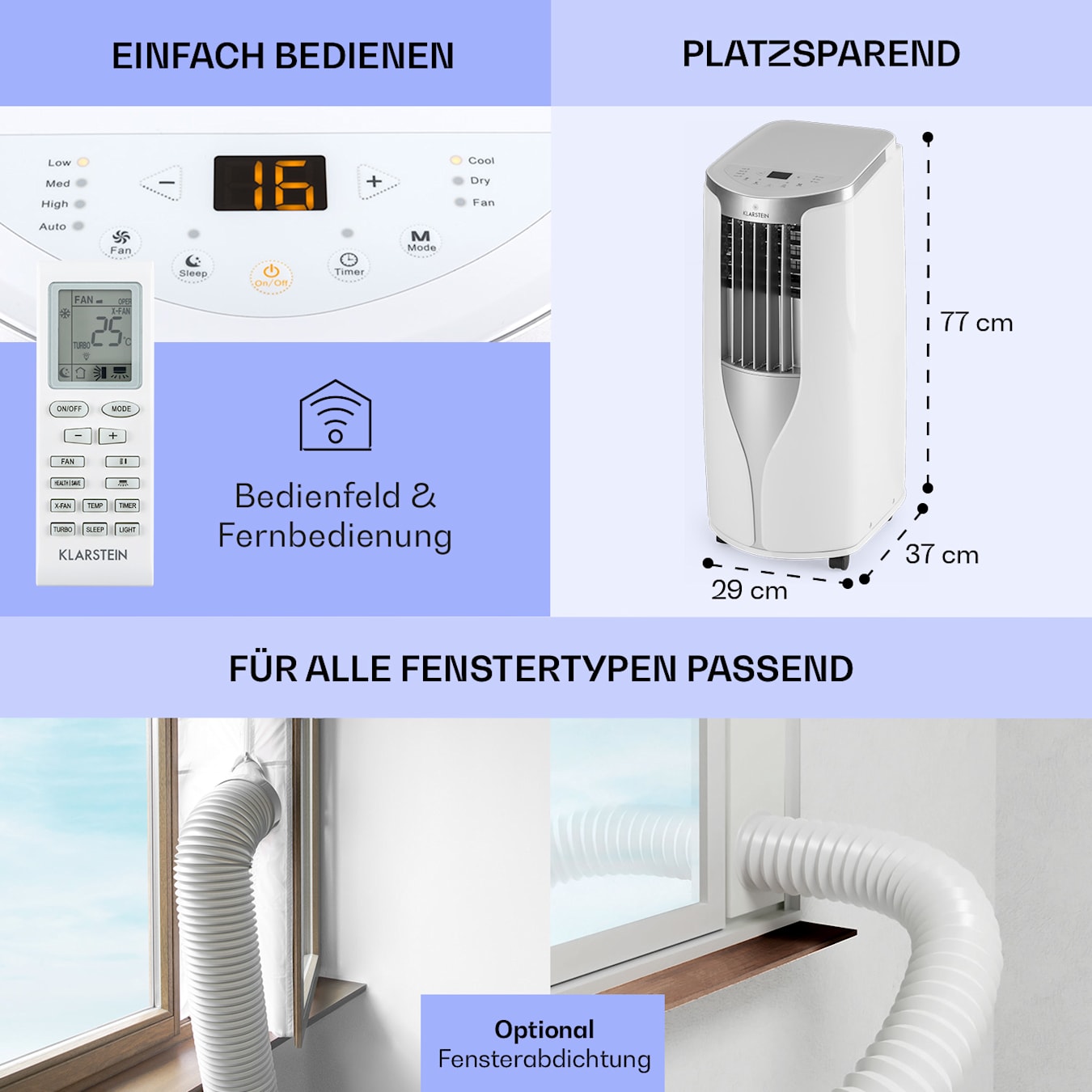 New Breeze 7 mobile Klimaanlage 7000BTU 2,1kW 34m² mobil Fernbedienung  7.000 BTU