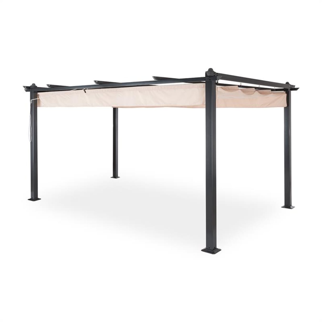 Aanvulling Wegversperring Vet Blumfeldt Pantheon 3x4 Pergola Luifel 3x4m Aluminium Zonnedak Polyester 3 x  4 m | Beige