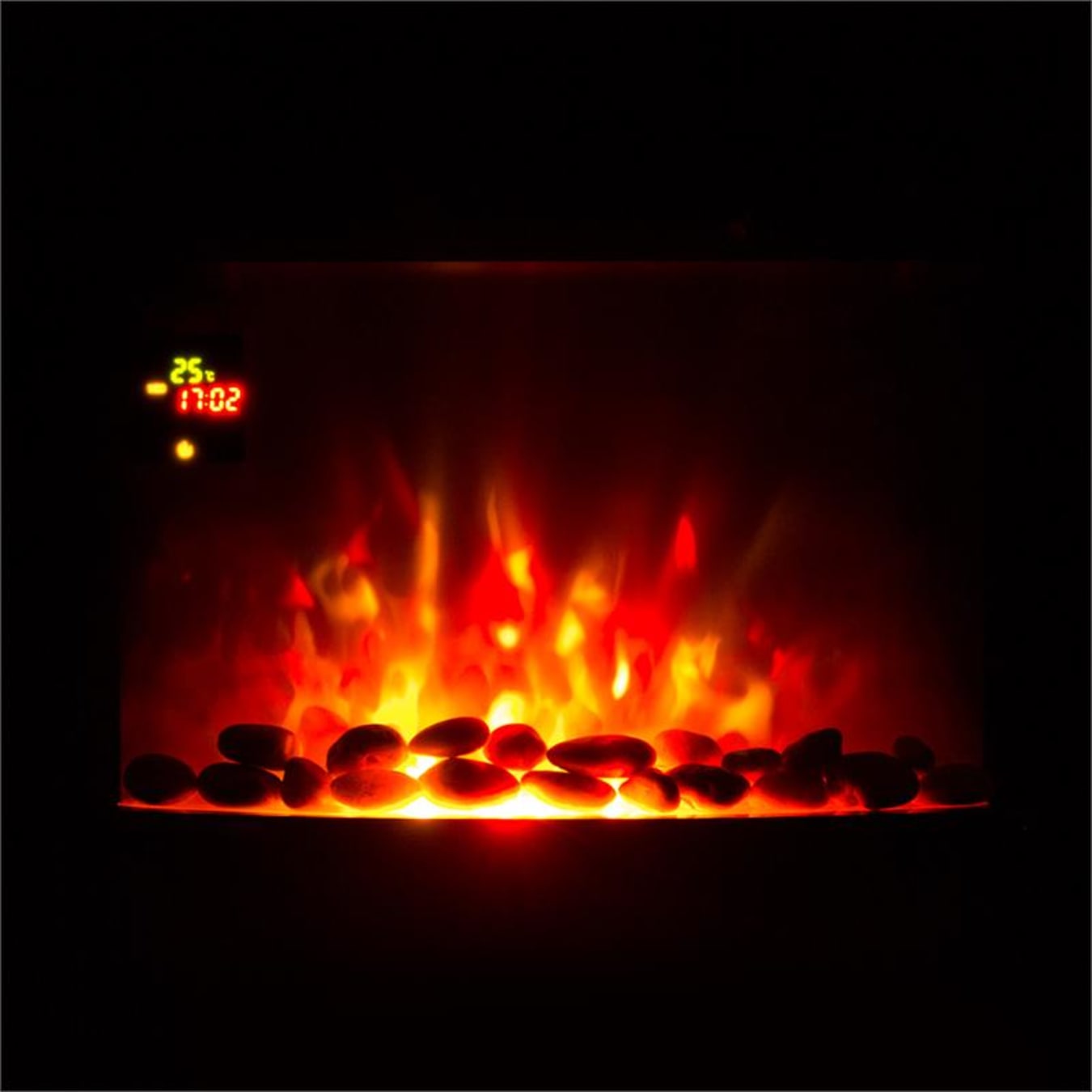 Feuerschale Chimenea de pared eléctrica calefacción, 1800 W, 2 niveles de  calor, 10-32 °C, efecto llamas, selección de colores, piedras  decorativas, controles táctiles, sin humo, de pared
