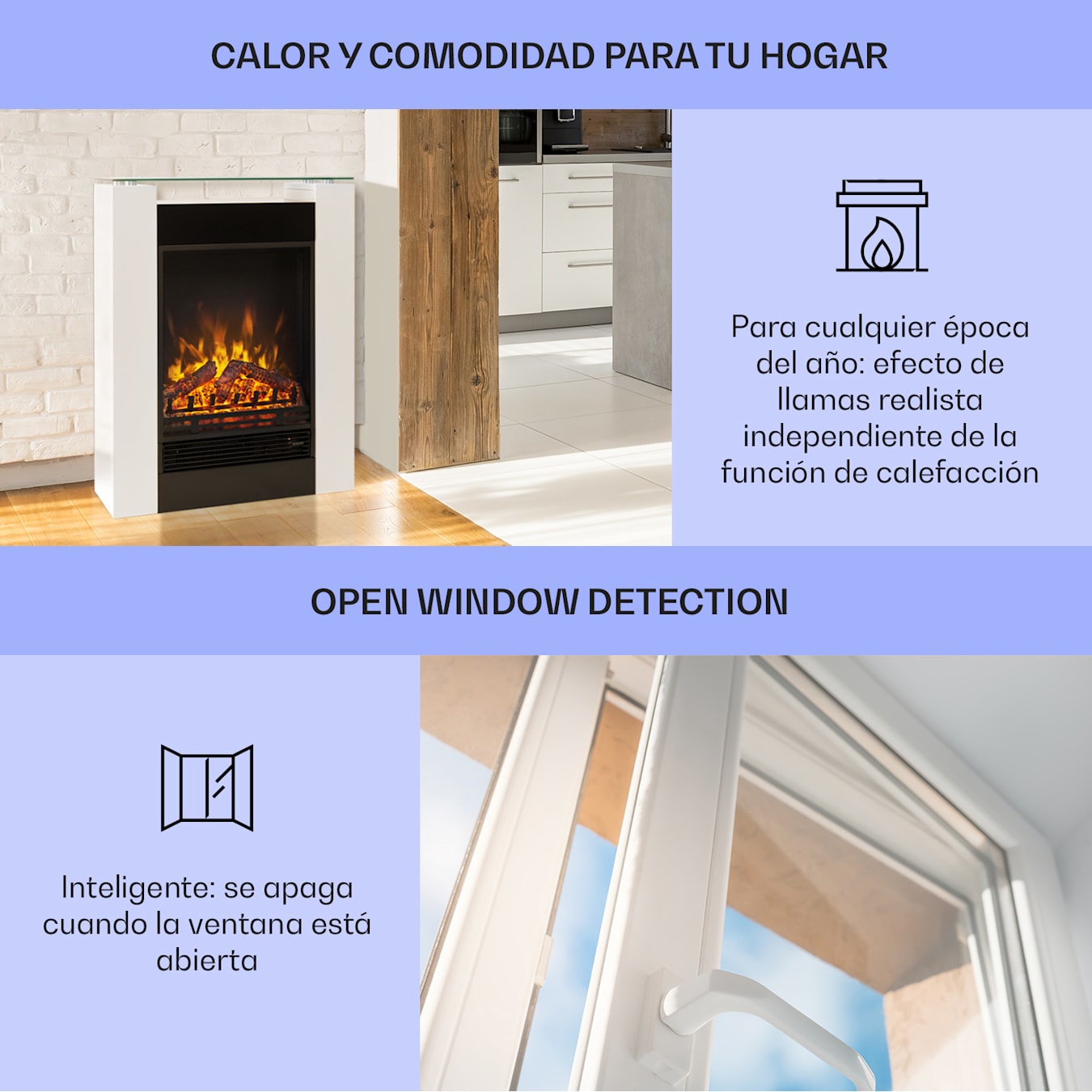 Calentador eléctrico de leña para chimenea cama realista con llama