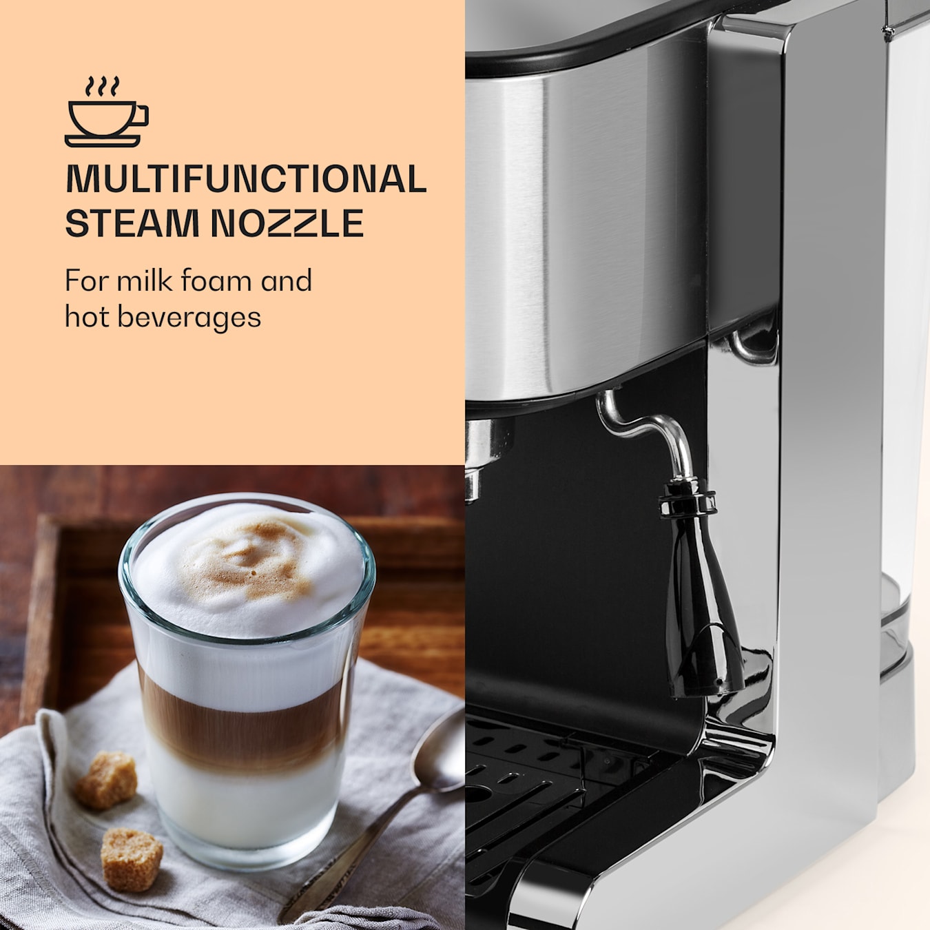 Máquina de café espresso de 20 bares, cafetera espresso de acero inoxidable  para capuchino, café con leche, cafetera espresso para el hogar, máquina