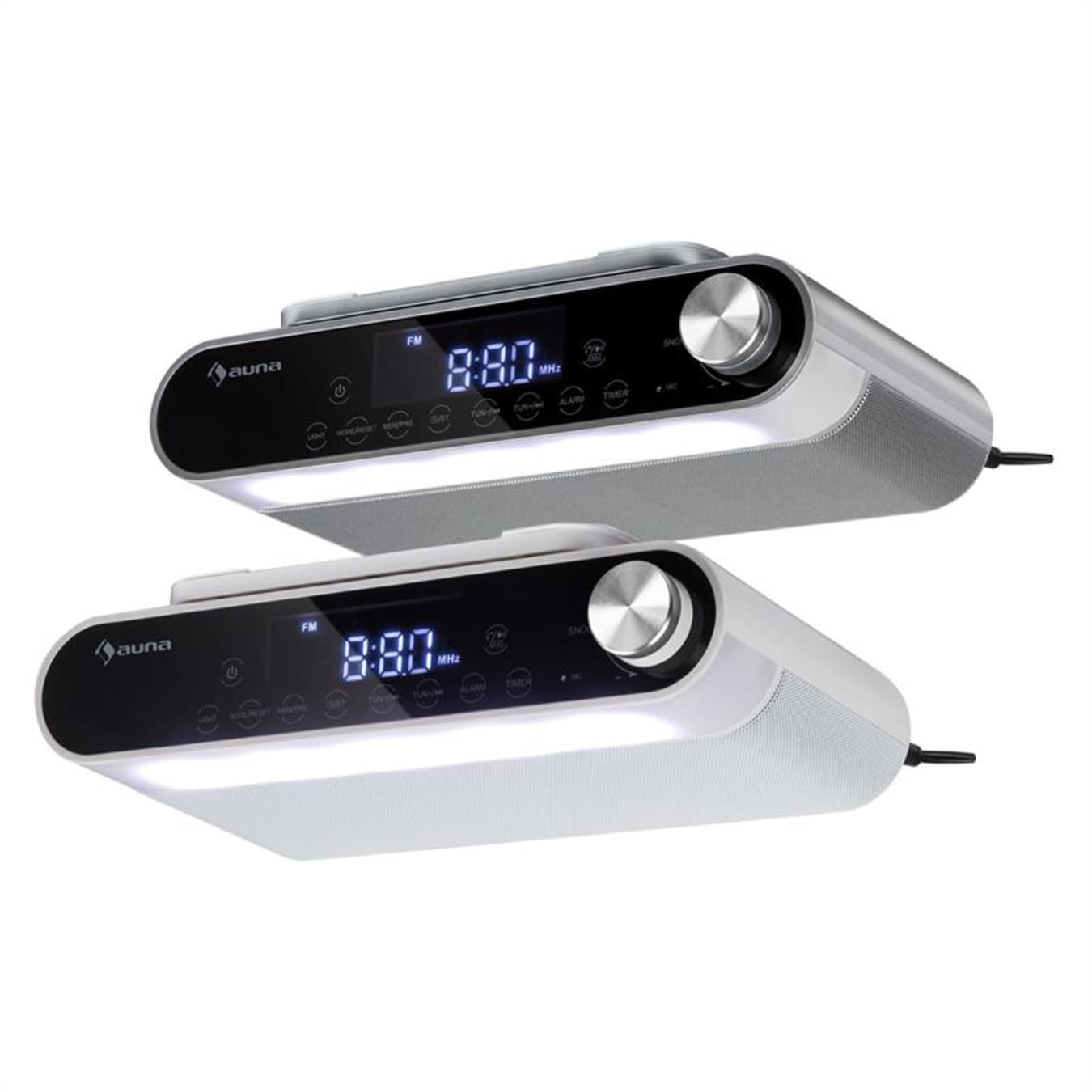 KR-130 Bluetooth radio de cocina función manos libres FM luz LED plata  Plata Metálica