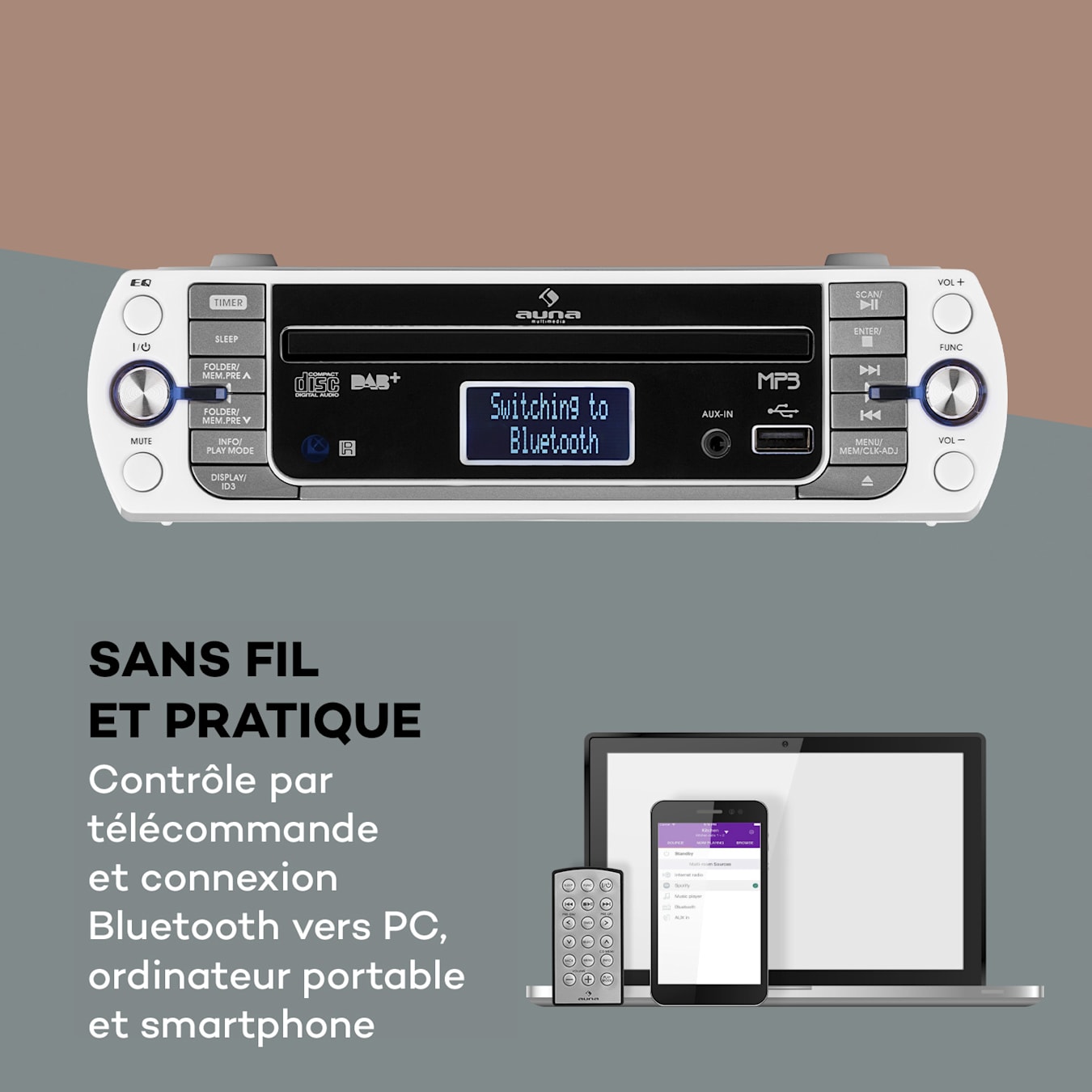 auna KR-400 CD Radio de cocina, DAB+/PLL FM, Reproductor de CD/MP3 Blanca  Blanco