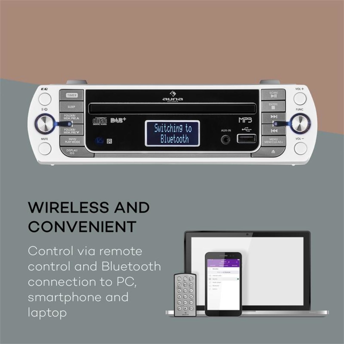 auna KR-400 CD Radio de cocina, DAB+/PLL FM, Reproductor de CD/MP3 Blanca  Blanco