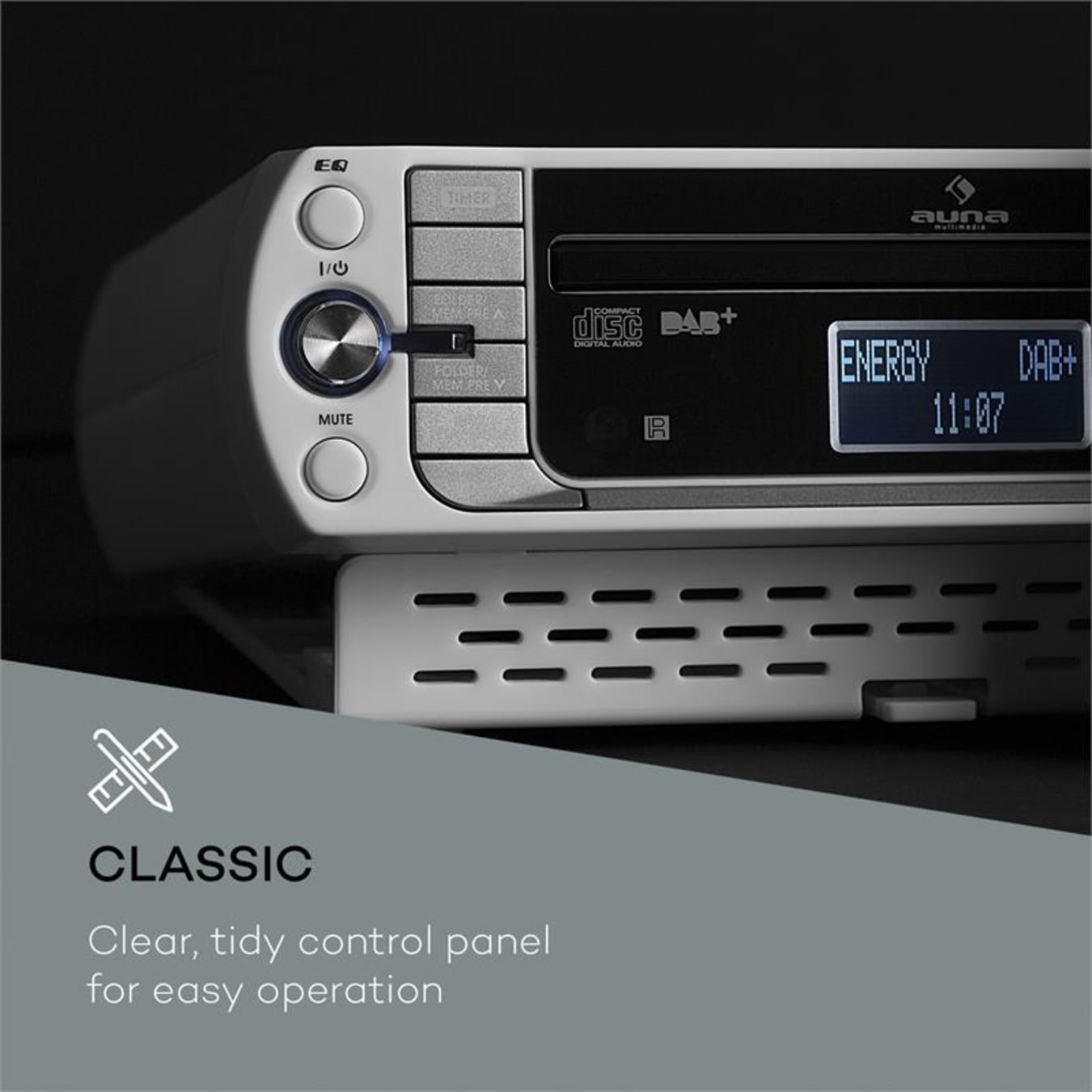 auna KR-400 CD Radio de cocina, DAB+/PLL FM, Reproductor de CD/MP3 Blanca  Blanco