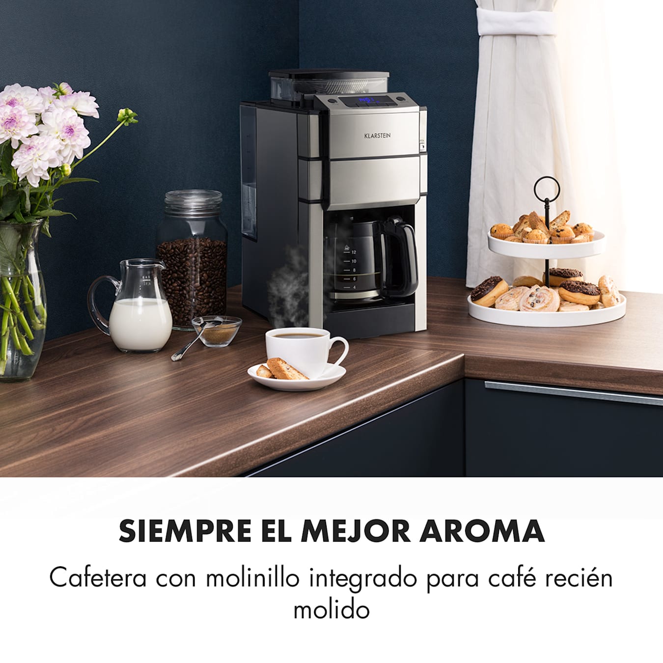 Cafetera de goteo de 10 tazas máquina de café automática de moler y  preparar con molinillo de café integrado modo de temporizador programable y