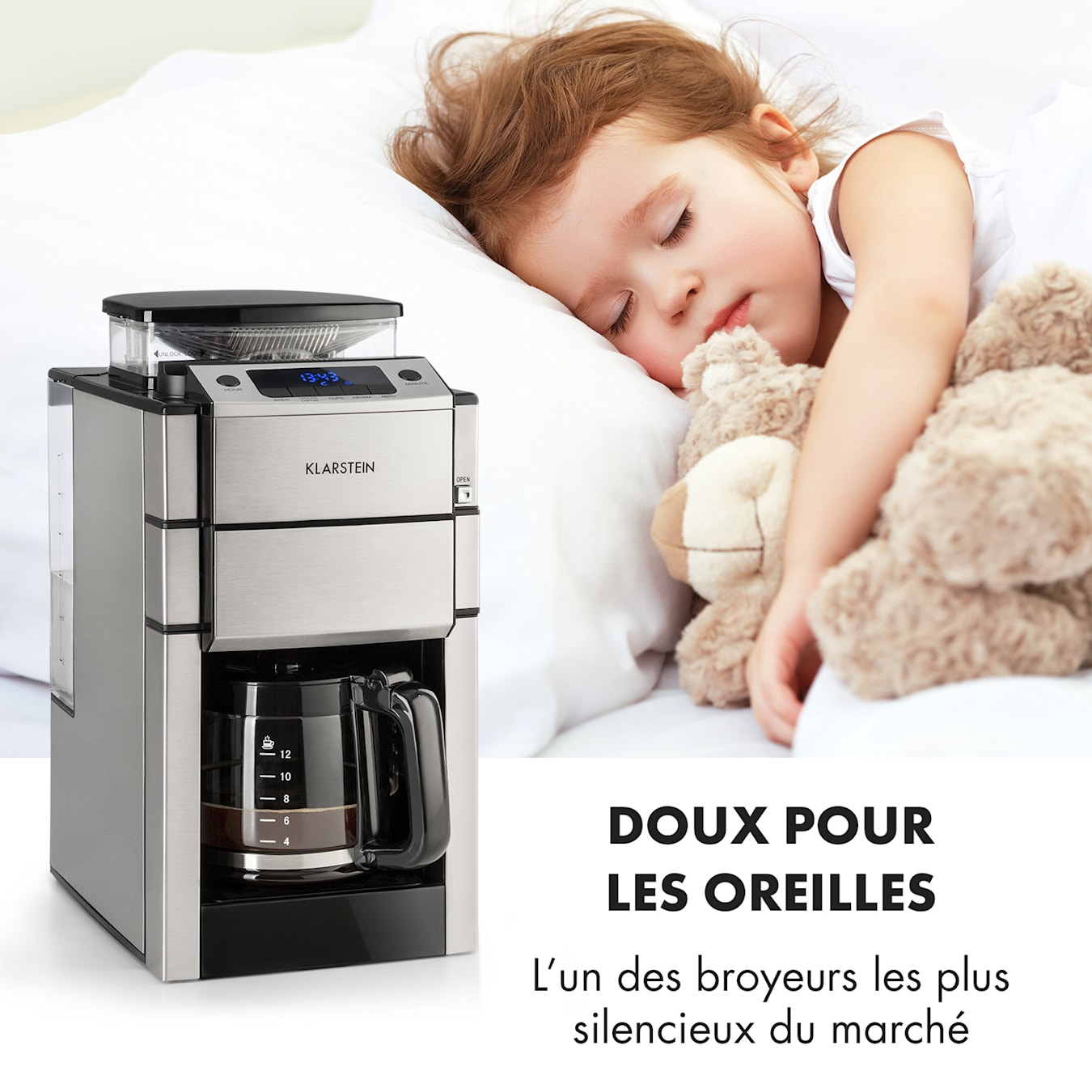 Klarstein Machine a Cafe Grain, Cafetiere a Grain avec Broyeur