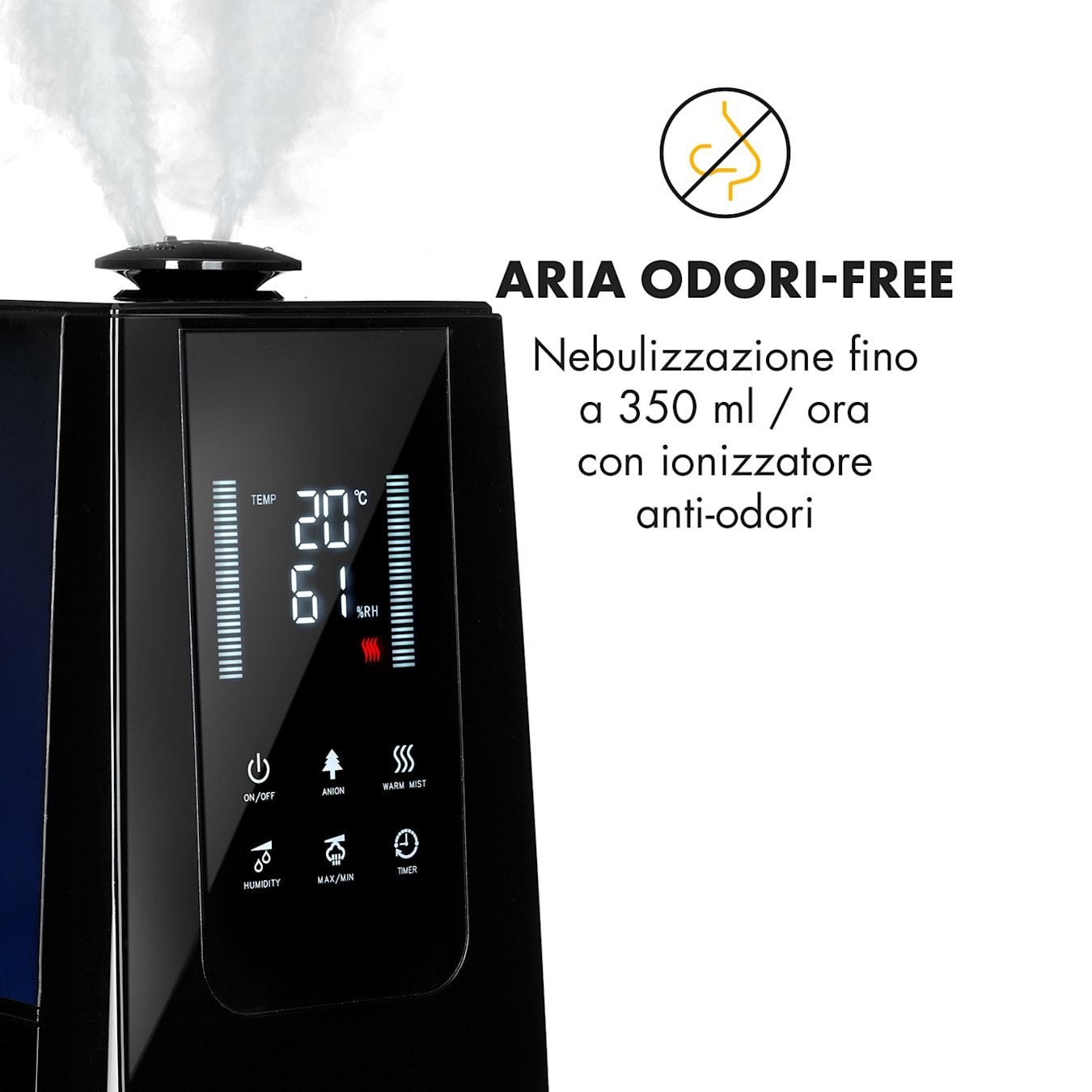 VapoAir Umidificatore Ionizzatore 350ml/h 5,5l Serbatoio Aroma Telecomando