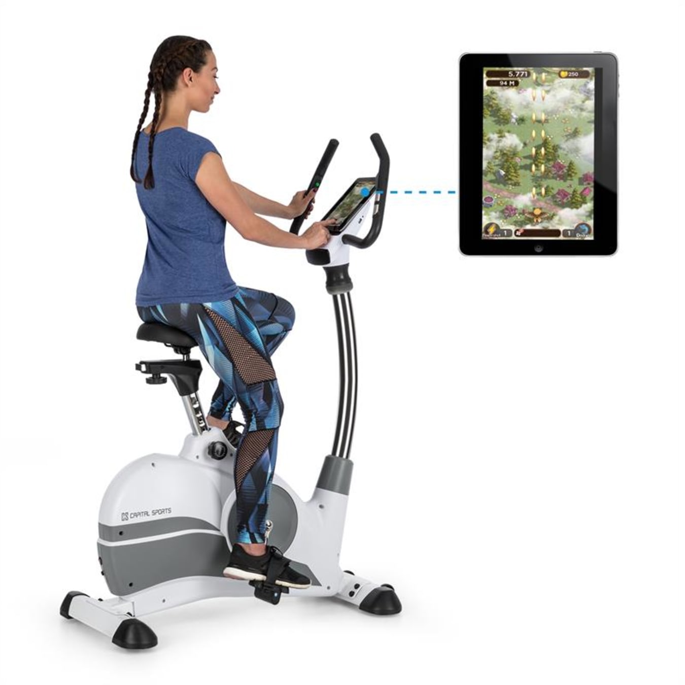 Eleva bicicleta spinning estática profesional - porta Tablet- Bluetooth -  Ajustable - con resistencia (Blanco/Blanco) : : Deportes y  Aire Libre