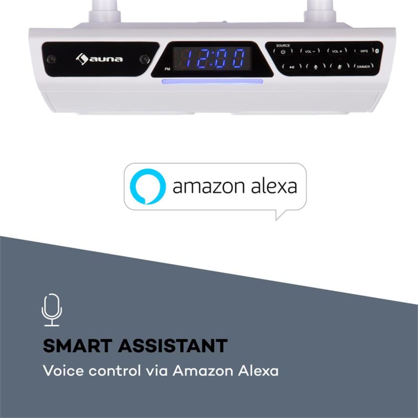 auna Intelligence DAB+ Radio de cocina Control de voz Alexa Spotify BT  Blanco