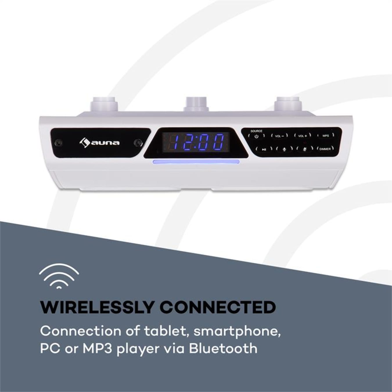 auna Intelligence Radio encastrable avec kit mains libres Alexa Bluetooth  WiFi b Blanc