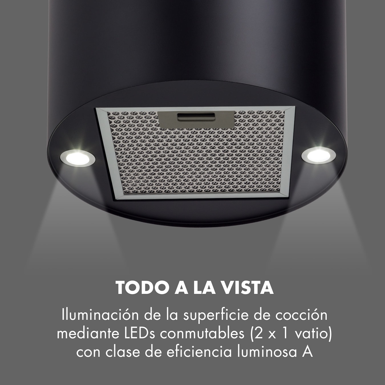 Klarstein Barett - Campana extractora aislada, Ø 35cm, Potencia de 190 W,  Ventilación máxima de 590 m³/h, 3 niveles de potencia, CEE B, Iluminación  LED, Acero inoxidable cepillado, Plateado : : Grandes  electrodomésticos