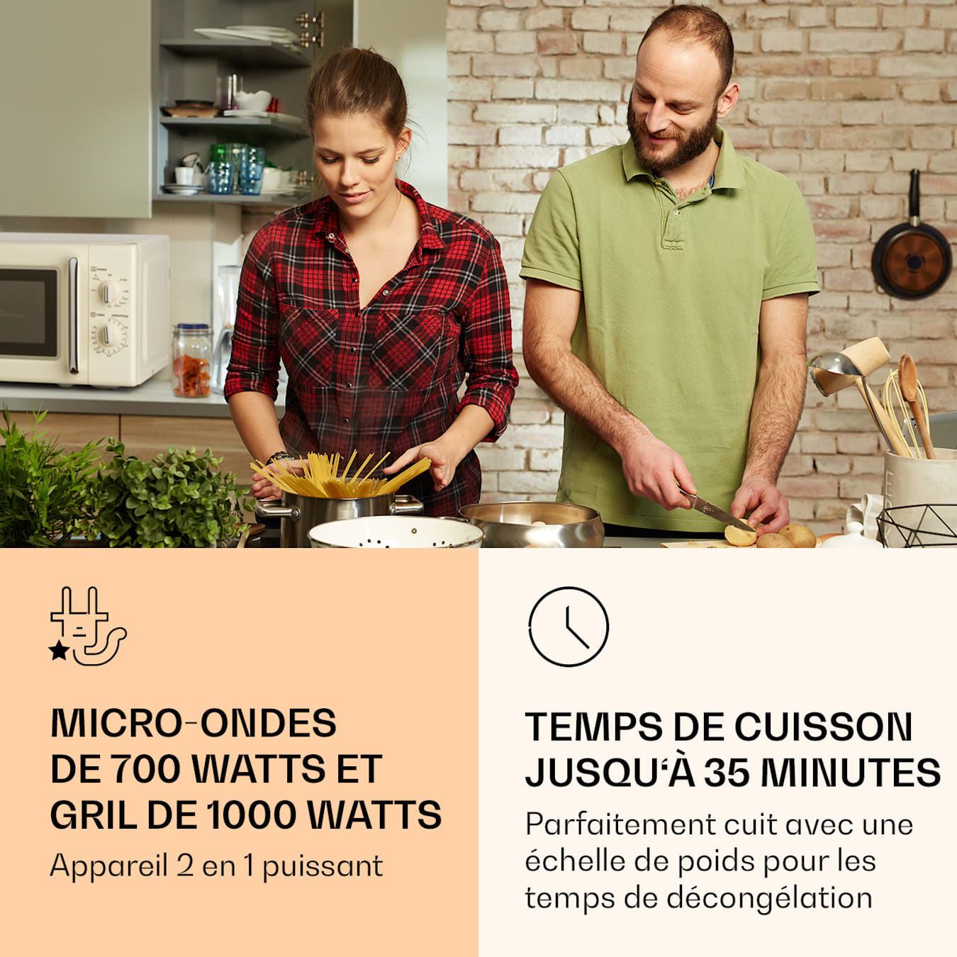 Micro-ondes de style rétro, capacité de 20 litres, 700 W, minuteur,  plusieurs niveaux de puissance Noir : : Cuisine et Maison