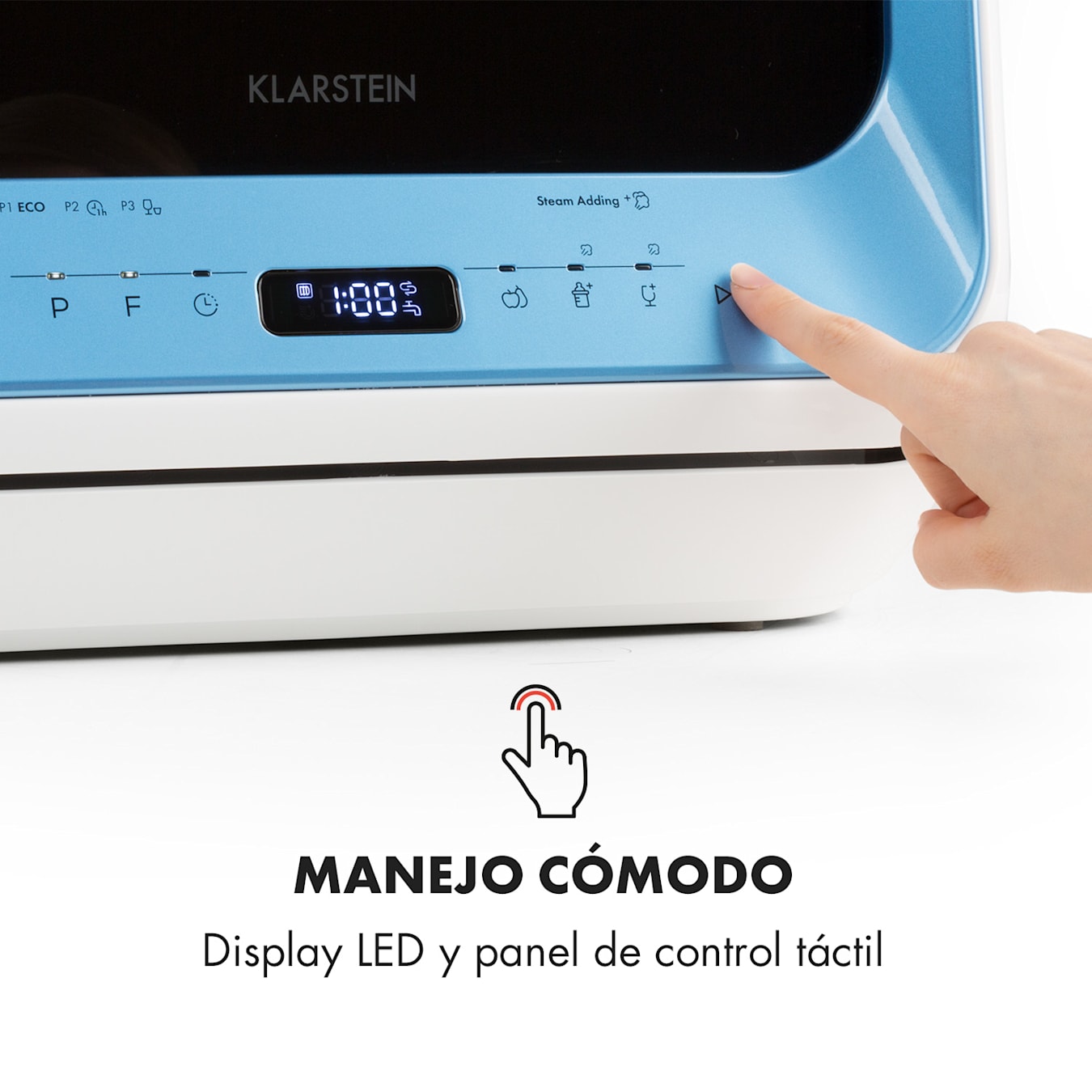 ia Mini lavavajillas, Seis programas: Eco, 1 hora, Programa rápido,  Fruta, Desinfección en caliente y Vidrio, EEK G, Consumo de agua: 5  litros, Listo para ser usado, Pantalla LED