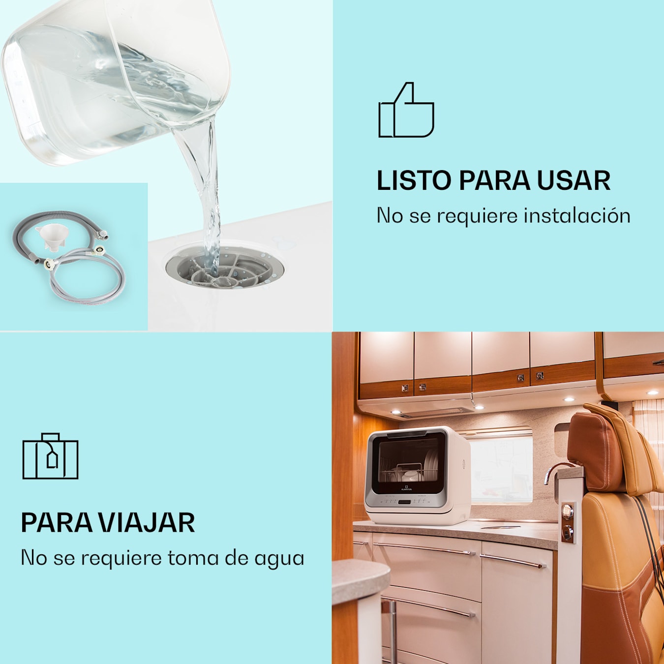  Mini lavavajillas de encimera, diseño compacto y pequeño,  lavadora de platos portátil automática, diseño de eficiencia energética,  bajo nivel de ruido [Clase energética A] : Todo lo demás